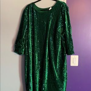 Green with beaded dress NWT